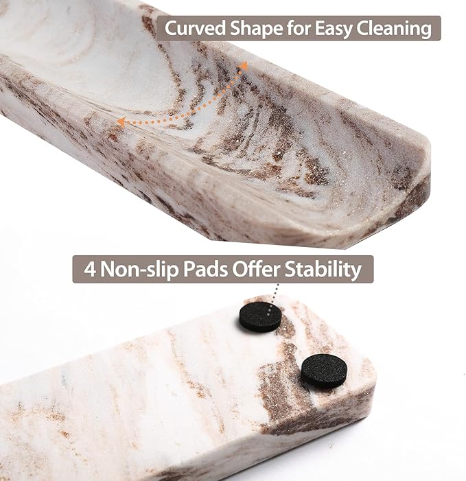 Koville Italian Natural Marble Incense Holder, Incense Holders for Sticks, Incense Burner Holder, Ideal for Meditation and Relaxing, Easy to Clean(Palissandro Classico) - Bloomnest