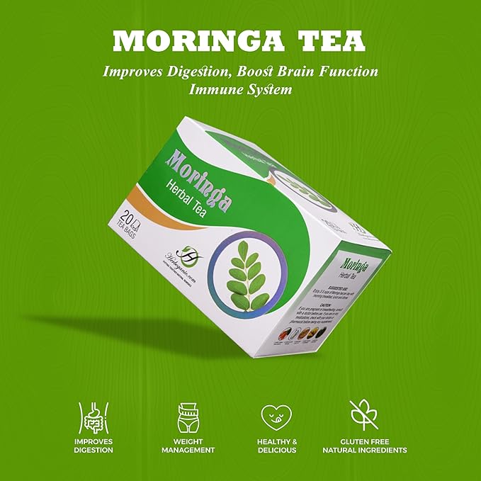 HERBOGANIC Moringa Herbal Tea - Digestion Support and Immune Boost | Refreshing and Delicious Blend | Natural Ingredients | 20 Tea Bags - Bloomnest