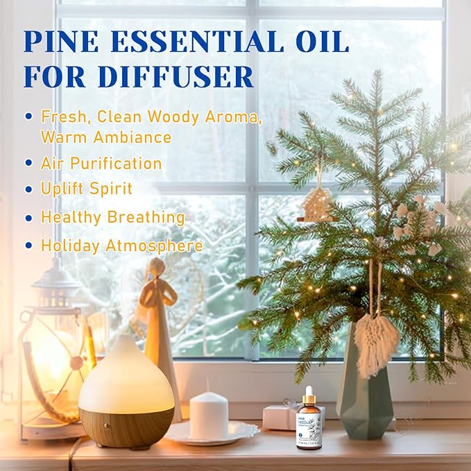 HIQILI Pine Needle Essential Oil, Strong Fresh Woody Fragrance for Better Breath Used with Aromatherapy Diffuser, Soap Candle Making Scent, DIY Perfume, Beard Shave and Cleaning Spray - 30ml - Bloomnest