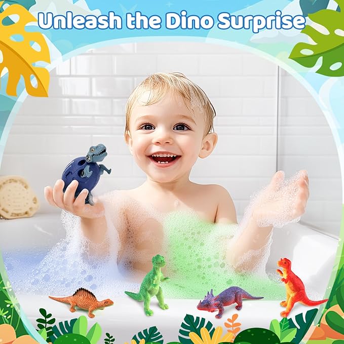 Bath Bombs for Kids with Surprise Toys Inside - 16 Pack Organic Dinosaur Bath Bombs Gift Set, Dinosaur Toys for Kid 3 4 5 6 7 8 9 Years, Bubble Bath Toys, Christmas Gifts, Stocking Stuffers for Kids - Bloomnest