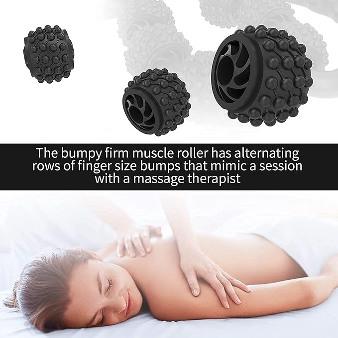 Cellulite Massage Tool Muscle Roller - Deep Fascia Massager & Dimpled Skin Remover for Legs, Thighs & Buttocks - Anti-Cellulite Roller, Smooth Skin, Pain Reliefs (Grey Black-6Wheel) - Bloomnest