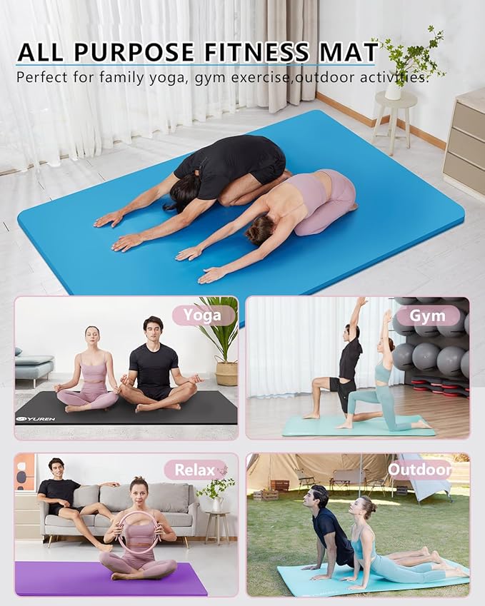 Large Yoga Mat 78"x 51" 20mm/15mm/10mm Thick Workout Mats for Home Gym, Extra Wide Workout for Women Men Gym Flooring Exercises - Bloomnest