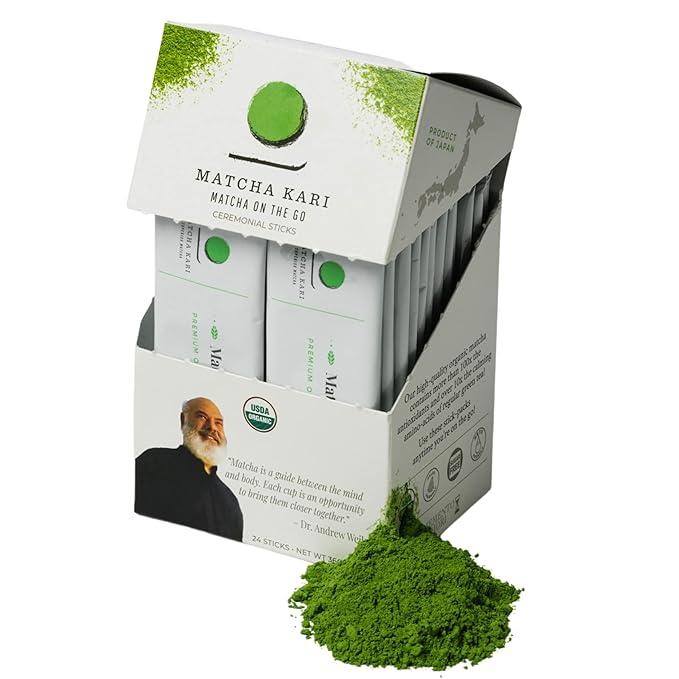 Matcha Green Tea Powder Single Serving Sticks, Dr. Weil's Ceremonial Organic Matcha Powder Singles Packets - Individual Tea Packets (24) - Bloomnest