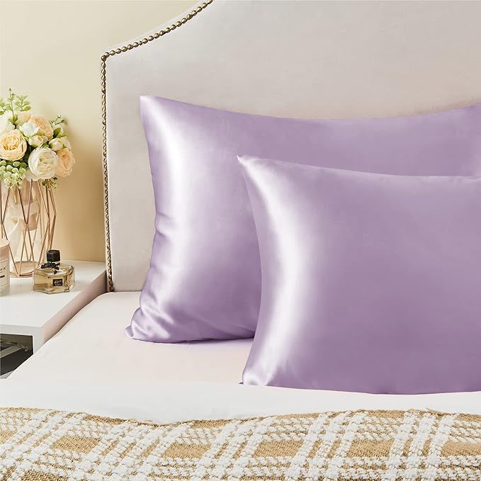 BEDELITE Satin Pillowcase for Hair and Skin, Super Soft and Cooling Similar to Silk Pillow Cases 2 Pack with Envelope Closure, Gift for Women Men(20"x36" King Size, Lavender) - Bloomnest