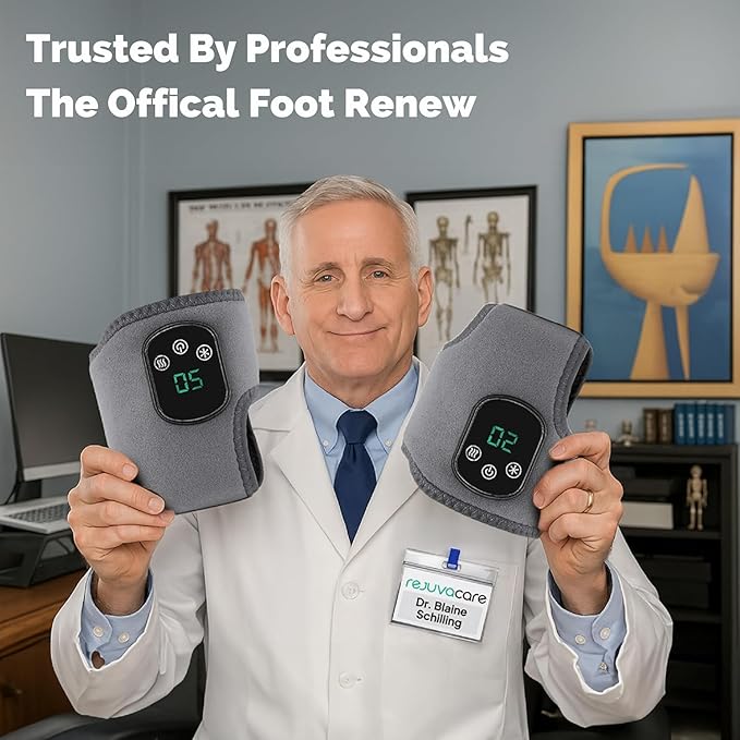 FootRenew Dual Set Heated Foot & Ankle Relaxation Wraps – 2-Pack Portable Electric Foot Massager for Home Comfort – 3 Vibration Modes, 5 Heat Levels (2-Piece)