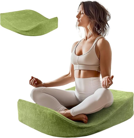 Meditation Cushion - Floor Pillow, Enlarge High Density Extremely Firm, Large Big Foam Floor Cushion Seating for Adults - Premium Yoga Pillows for Adults Gifts for Women, Men Green - Bloomnest