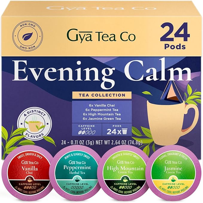 Gya Tea Co Evening Calm Tea Pod Collection Gift Set (24 Count) - Different Flavors Assorted Variety Pack - Bloomnest
