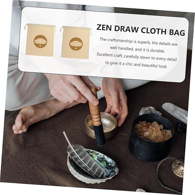 2pcs Tibetan Singing Bowl Pouch Sound Bowl Bag Drawstring for Meditation Zen Style Storage Bag for Sining - Bloomnest