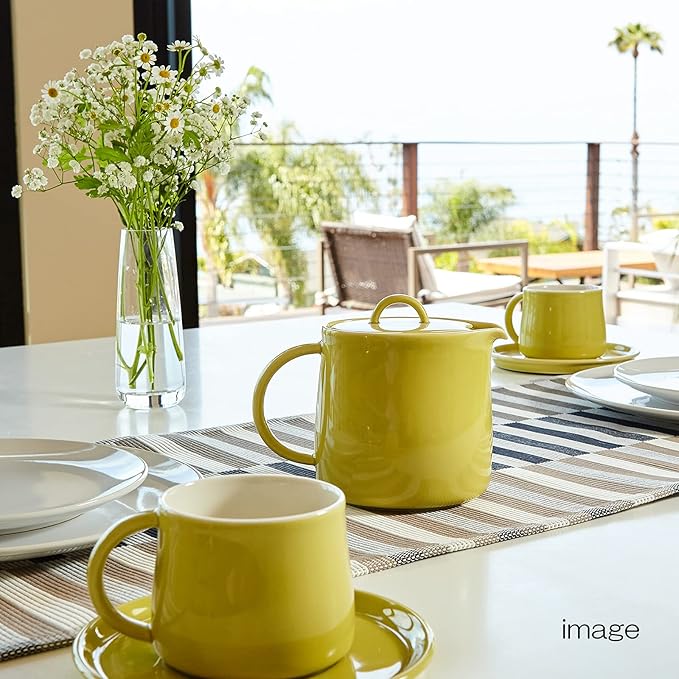 Fourlife 620 Lmc Lemoncello D'Anjou Teapot, Pottery, 19.1 fl oz (591 ml), 3 Cups, Includes Tea Strainer, Microwave and Dishwasher Safe, Yellow, Yellow - Bloomnest