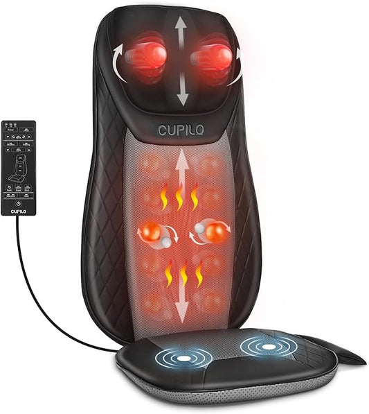 Shiatsu Neck & Back Massager with Heat, Massage Chair Pad Cushion for Stress Relief, Inflatable Flaps Back Support, Kneading or Rolling Chair Seat Massage,Ideal Gifts for Men,Women,Family - Bloomnest