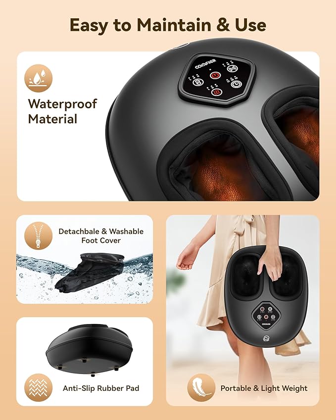 COMFIER 2025 Shiatsu Foot Massager with Heat,Compression,Kneading &Rolling,Foot Massager for Neuropathy,Plantar Fasciitis,Upgraded for Larger Feet Machine(Size 15),Home or Office, Christmas Gifts - Bloomnest
