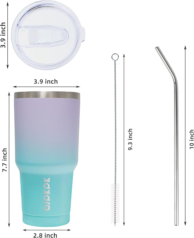 BJPKPK 30oz Tumbler Stainless Steel Double Wall Vacuum Insulated Mug with Straw and Lid for Women and Men,Lavender Green - Bloomnest