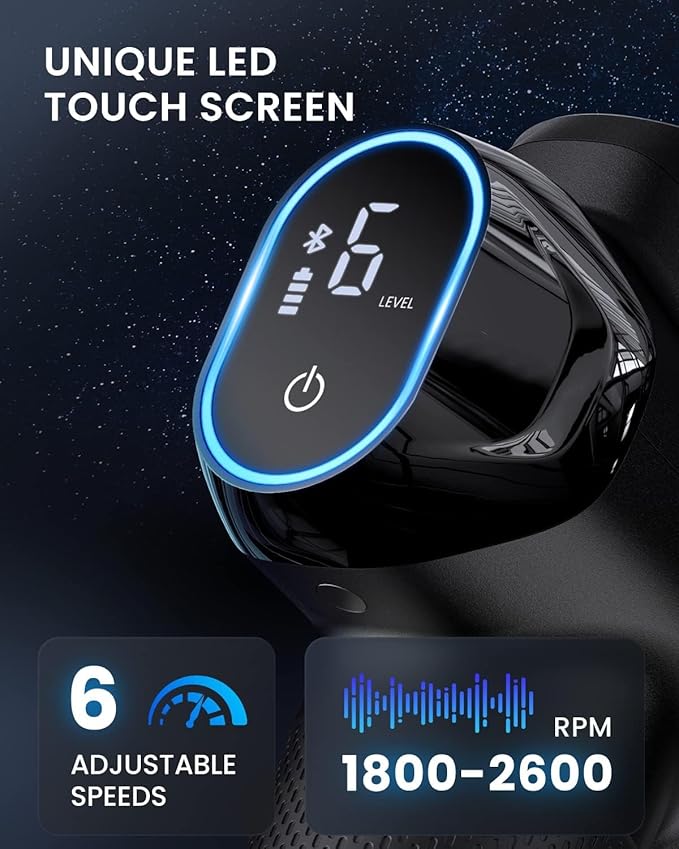 RENPHO Massage Gun Deep Tissue with Bluetooth, Percussion Muscle Massage Gun with 12mm Amplitude for Athletes, Portable Electric Handheld Massager Gun, LED Touch Display - Bloomnest