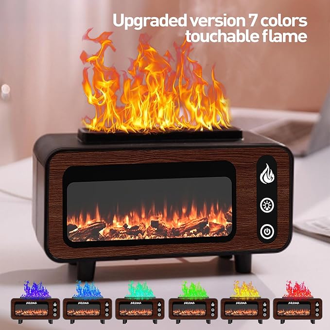APSARAS USA Aroma Diffuser, Essential Oil Diffuser, Fireplace Flame Air Humidifier Diffuser, 7 Colors Aromatherapy Diffuser with Timer, Humidifiers for Bedroom,Yoga,Gym,200ml(Black) - Bloomnest