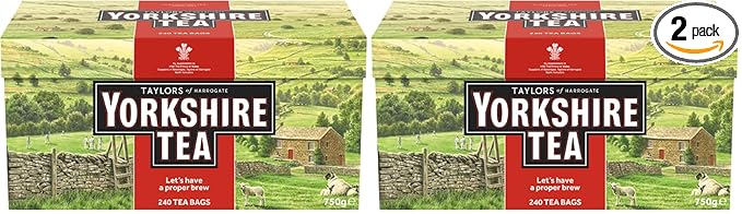 Yorkshire Tea,Red,Black Tea,Pillow-Tea Bags,Refreshing,Satisfying,and Strong,Classic British Breakfast Blend,Caffeinated,Enjoy Hot or Iced,240 Count (Pack of 2) - Bloomnest