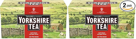 Yorkshire Tea,Red,Black Tea,Pillow-Tea Bags,Refreshing,Satisfying,and Strong,Classic British Breakfast Blend,Caffeinated,Enjoy Hot or Iced,240 Count (Pack of 2) - Bloomnest