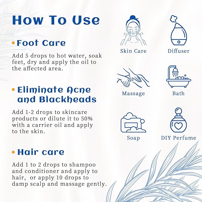 HIQILI Tea Tree Oil 32 Fl Oz, for Skin, Hair, Nail, Diffuser, Soap Making, Includes Four Portable Decanters - Bloomnest