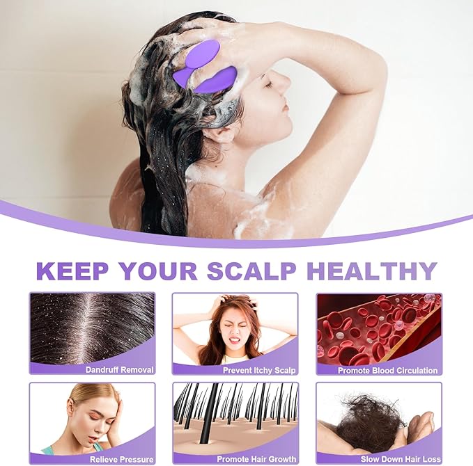 Meartchy Silicone Scalp Massager Shampoo Brush, Scalp Scrubber for Hair Growth (Purple) Meartchy