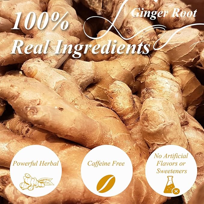 WT WEETEE Ginger Tea Bags, 100 Count Pure Ginger Root Tea, Warm & Spicy, Natural Caffeine Free Herbal Tea, No Spices & Flavors - Bloomnest