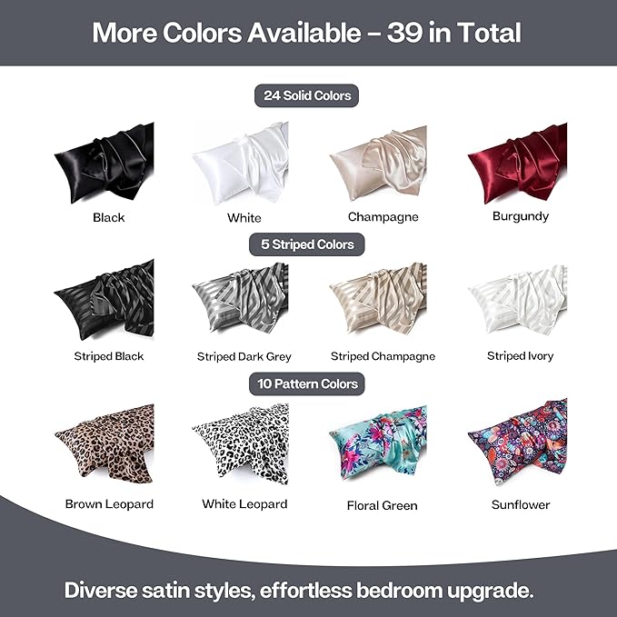 MR&HM Satin Body Pillow Cover, Soft and Breathable Body Pillow Case with Envelope Closure, Cooling and Silky Long Pillowcase for Hair and Skin,Grey (20x54, Space Grey) - Bloomnest