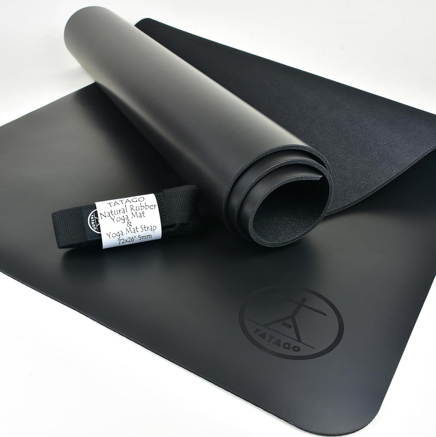 Tatago Hot Yoga Mat Non Slip-Professional Grade Natural Rubber Yoga Mat, Pliates Mat, Stretching Mat or exercise mats for home workout. Nonslip for Hot and Sweaty Classes. Includes Yoga Strap for Carrying and Stretching too.