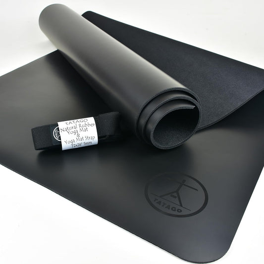 Tatago Hot Yoga Mat Non Slip-Professional Grade Natural Rubber Yoga Mat, Pliates Mat, Stretching Mat or exercise mats for home workout. Nonslip for Hot and Sweaty Classes. Includes Yoga Strap for Carrying and Stretching too.