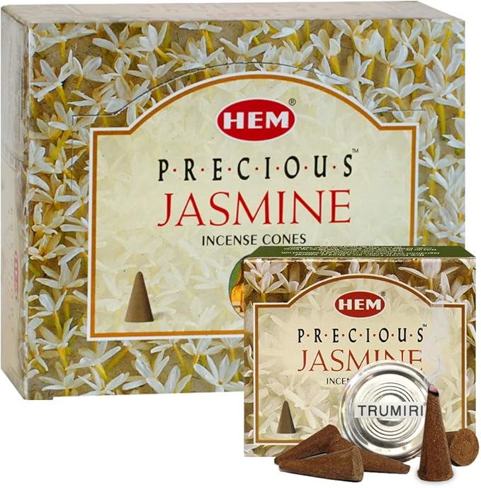 Precious Jasmine Incense Cones and Cone Incense Burner Bundle Insence Insense Hem Incense
