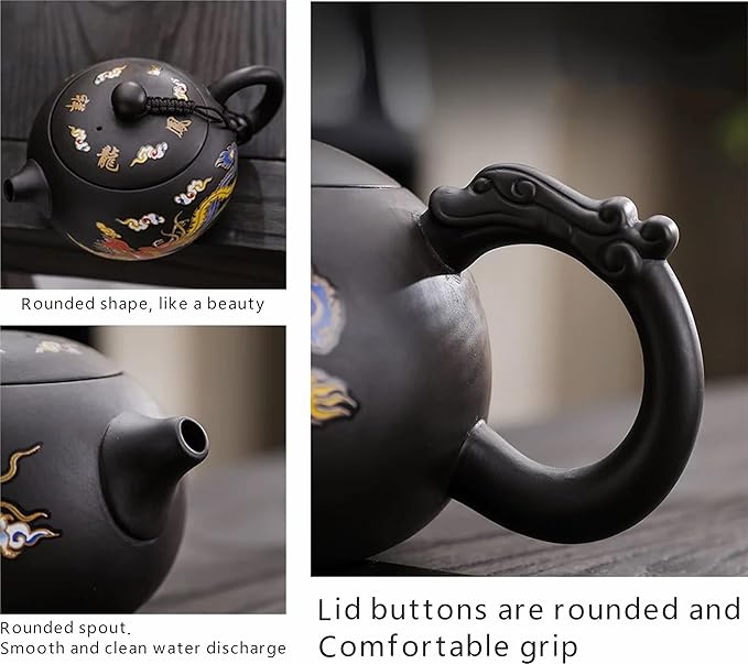 Hand-made Dragon and Phoenix Color-changing Purple Clay Teapot – Chinese Kung Fu Tea Set, Tea Lover’s Gift, Large Capacity (TeaPot) - Bloomnest