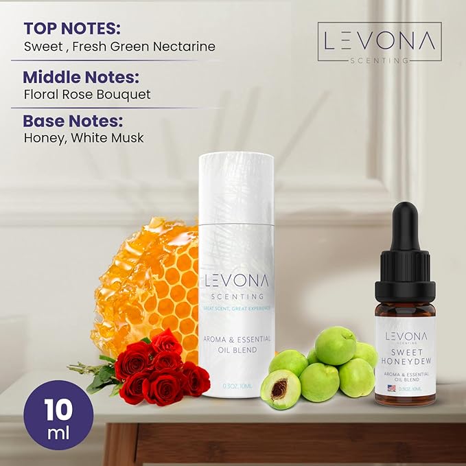 Levona Scent Essential Oils - Scents for Home, Hotel & Office Use - Perfect for Home Diffuser & Humidifiers - Aroma Fragrance Oil, Ideal for Massage, Relaxation, and Spa - Sweet Honeydew, 10ml - Bloomnest