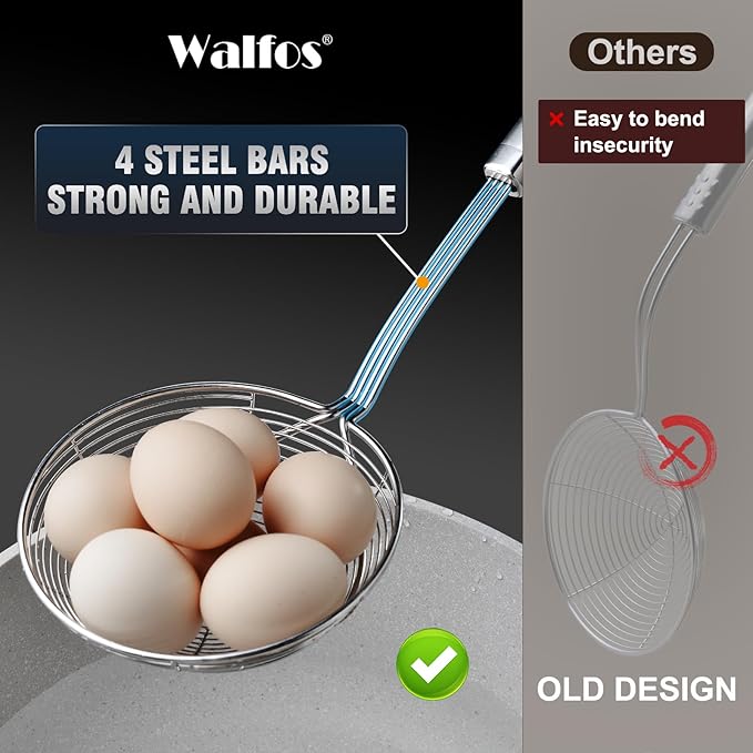 Walfos Spider Strainer - 5.5 Inch Stainless Steel Fryer Scoop, Kitchen Spider Skimmer Strainer With Handle, For Cooking Deep Fryer, Pasta, Spaghetti, Noodle, Vegetables, Egg - Bloomnest