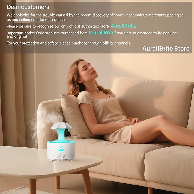Aesthetic 2-in-1 Humidifier Oil Diffuser with 360° Rotating Raindrop & 7 LED Mood Lights,Ultrasonic Quiet Cool Mist Humidifier for up to 24 Hrs,Ideal Holiday Gifts for Home - Bloomnest