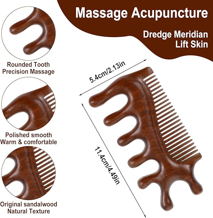 Nogeqi Wooden Scalp Massager, 4 in 1 Wooden Comb, Scalp Massage Comb, Massage Combs for Hair, Face, Eye Neck Body Gua Sha Massage,Scalp Care & Stress Relief Bloomnest