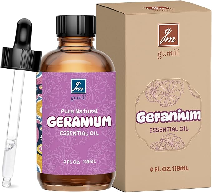 Geranium Essential Oil 4 Oz, 100% Pure Geranium Oil for Diffuser, Skin, Hair, Face, Soap & Candle Making, Aromatherapy & Massage - Bloomnest