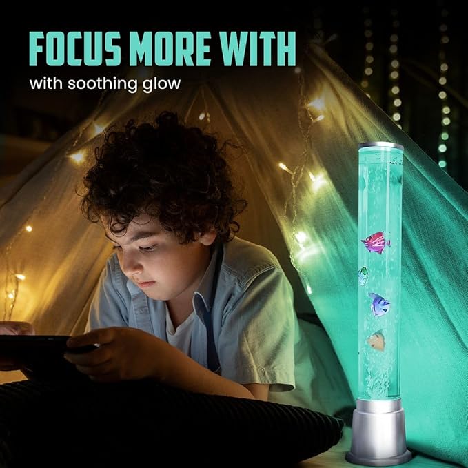 Shop LC Fish Lamp Sensory Bubble Tube Bubble Lamps Aquarium Night Light 6 LED Color Changing Sensory Tubes Table Lamp Lava Bedroom Lamps Home Decor Desk Fake Fish Tank Christmas Gifts Men 1.9FT - Bloomnest