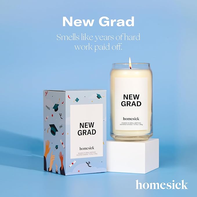 Homesick Scented Candles for Home (New Grad) - 13.75 oz Long-Lasting Soy Wax Jar Candle for Women & Men for All Occasions, 60-80 Hours Burn Time - Notes of Jasmine, Rosemary, Gardenia & Vanilla - Bloomnest