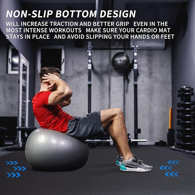 MRO Extra Large Exercise Mat For Home Gym, 15'x6'/12'x6'/9'x6'(7mm) Workout Mats for Gym Flooring, Non-Slip, Extra Thick Durable Cardio Mat, Ideal for Plyo, Weights, MMA, Jump Rope -Shoe Friendly - Bloomnest