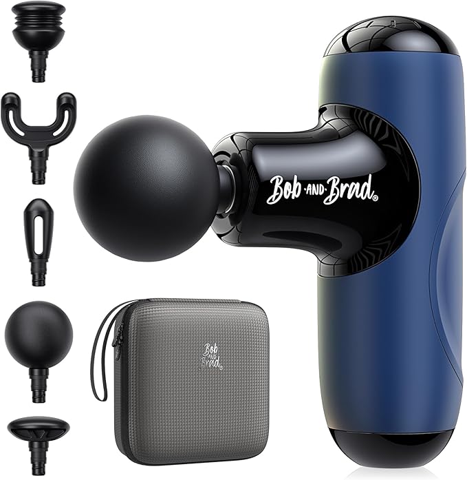 BOB AND BRAD Q2 Mini Massage Gun, Pocket-Sized Deep Tissue Massager, Portable Percussion Muscle Massager, Ultra Small & Quiet Muscle Massage Gun with Carry Case - Blue - Bloomnest