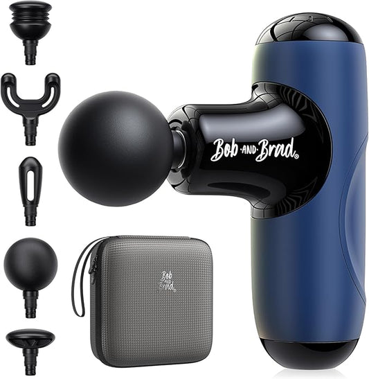 BOB AND BRAD Q2 Mini Massage Gun, Pocket-Sized Deep Tissue Massager, Portable Percussion Muscle Massager, Ultra Small & Quiet Muscle Massage Gun with Carry Case - Blue - Bloomnest