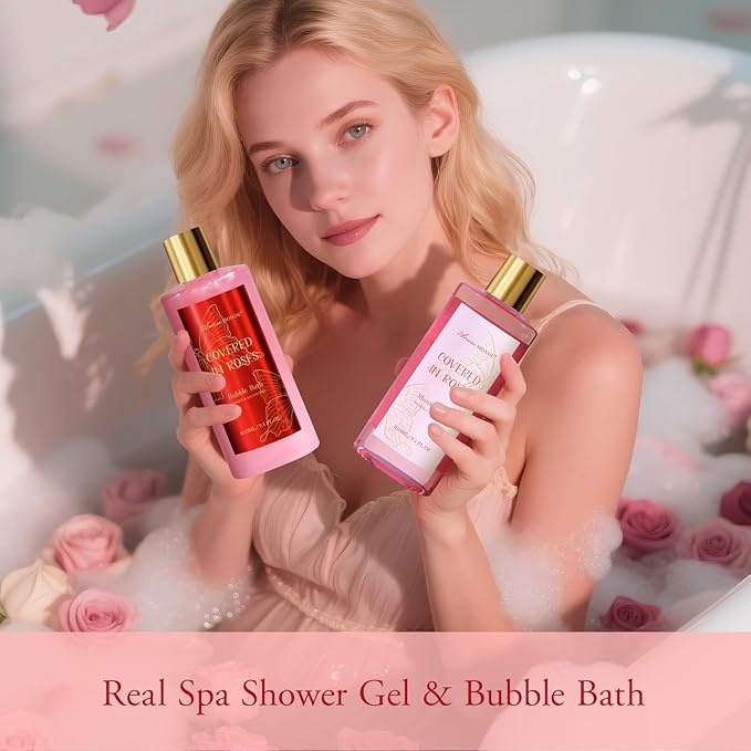 Gifts for Women,15Pcs Rose Amber Bath Relaxing Spa Gift Basket for Her, Mom, Sister, Female Friends, Daughter,Unique Bath Gift Set Idea for Women Who Have Everything, Mothers Day Gifts for Mom - Bloomnest