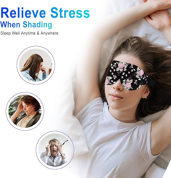 3D Sleep Mask, 100% Blackout 3D Contoured Sleep Eye Mask, Comfortable & Super Soft Sleeping Mask with Adjustable Straps for Women, Men, Sleeping Travel Yoga Naps (Peony Flower - Pack of 1) - Bloomnest
