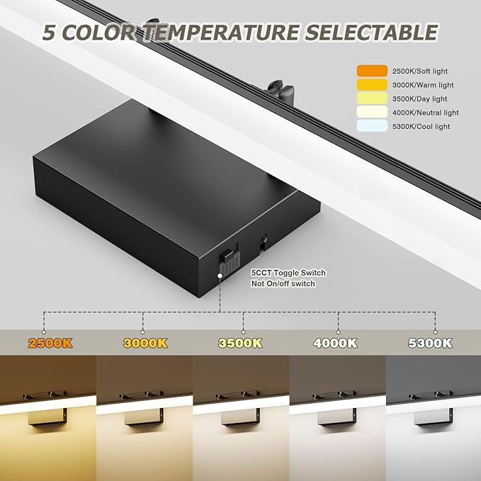 Black Vanity Light 24", 18W LED Bathroom Light Bar with 5CCT, Adjustable Angle & ETL Dimmable Driver – Modern Bathroom Vanity Light Fixture for Mirror, Powder Room, Bedroom, Apartment, Hotel - Bloomnest