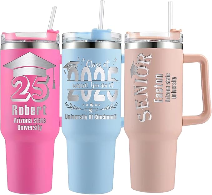 Personalized 40oz Graduation Coffee Travel Tumbler Cup, Class of 2024, Senior 2024, Custom Tumbler with Name & Text for High School College - Bloomnest
