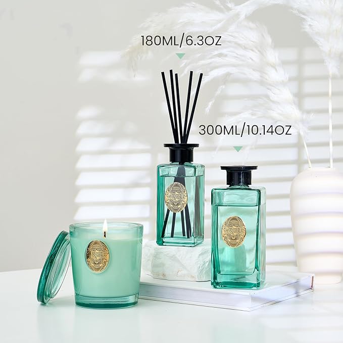 M&SENSE 10.14 oz Large Reed Diffuser Set | Linen Breeze Scent Oil Diffuser with Sticks | Hotel Collection Non-Toxic Essential Oil |for Bedroom Bathroom Living Room MSENSE
