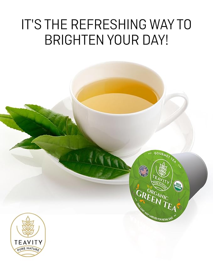 Organic Green Tea Pods for Keurig - Unsweetened Green Tea for K Cup Machines by Teavity (36 Tea Pods) - Bloomnest