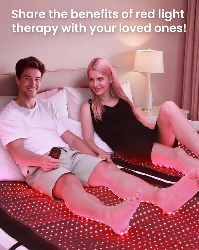 Red Light Therapy Mat Full Body 74.8"x33.6", Infrared Red Light Therapy Blanket with 2630 LEDs, 660nm & 850nm Dual Wavelength, Pulse Modes, Timer & Intensity Control MorespondBestRedLightTherapyMat