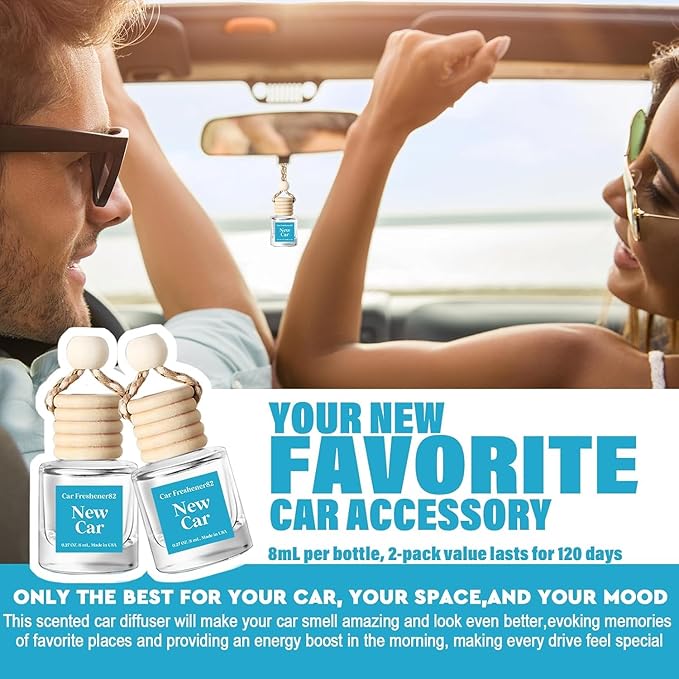 HoogaLife Car Air Freshener Diffuser 2 Pack Hanging Air Freshener - New Car Fragrance Oil Air Diffuser for Automobile, 45+ Days Long Lasting Fragrance Made in USA (N82) - Bloomnest