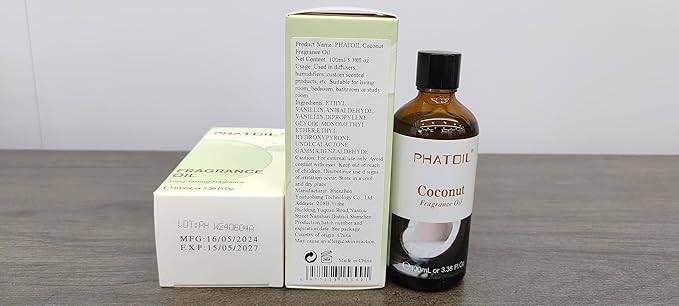 PHATOIL 3.38FL.OZ Coconut Fragrance Oils for Aromatherapy, Essential Oils for Diffusers for Home, Perfect for Diffuser, Yoga, Skin Care, DIY Candle and Soap Making - 100ml - Bloomnest