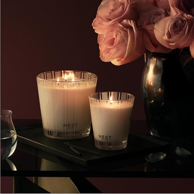 NEST New York Scented Classic Candle, Rose Noir & Oud - 8.1 oz - Up to 60-Hour Burn Time - Reusable Glass Vessel - Bloomnest