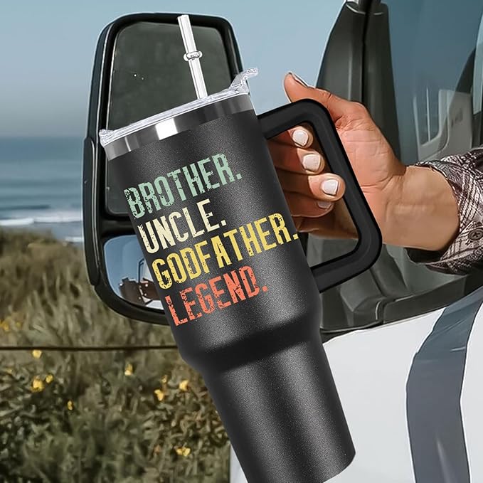Ceovfoi 40 oz Godfather Tumbler for Men - Stainless Steel Insulated Mug with Handle, Lid & Straw, Godfather Themed Gifts, Perfect Birthday/Father’s Day/Christmas Presents for Dad, Grandpa, Husband - Bloomnest