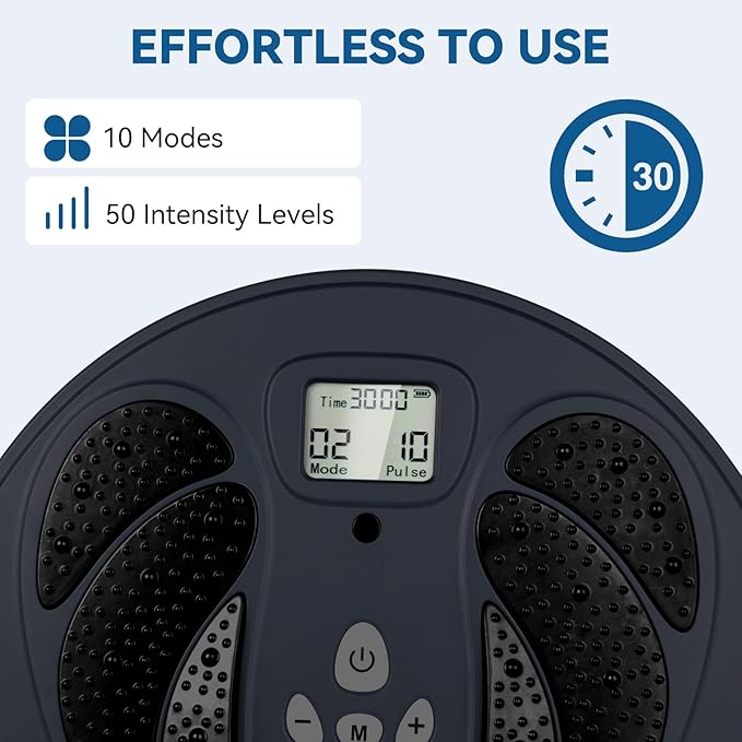1-STEP EMS Foot Massager for Neuropathy Electronic Foot Stimulator TENS Feet Circulation Stimulator with 10 Modes 50 Intensities Electronic Muscle Stimulator - Bloomnest